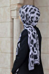 LÜKS MEDİNE İPEĞİ LEOPAR DESENLİ SİYAH  RENKLİ 75X195 KIRIŞMAZ ŞAL MOSS KREP DİKİŞ TİPİ İTALYAN DİKİŞLİ