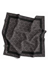 Twill Minimalist Desenli Füme Renkli 90x90 Eşarp (İpek İçermez) Kenar Dikiş Şekli El Dikişli