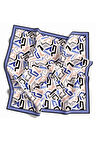 Twill Geometrik Desenli Bebe Mavisi Renkli 90x90 Eşarp (İpek İçermez) Kenar Dikiş Şekli El Dikişli