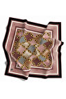 Twill Zincirli Geometrik Desenli Pudra Renkli 90x90 Eşarp (İpek İçermez) Dikim Şekli : El Dikişi