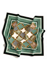 Twill Zincirli Geometrik Desenli Mint Yeşili Renkli 90x90 Eşarp (İpek İçermez) Dikim Şekli : El Dikişi