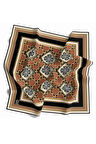 Twill Geometrik Ve Zincirli Desenli Bakır Renkli 90x90 Eşarp (İpek İçermez) Dikim Şekli : El Dikişi