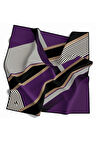 Twill Yumuşak Dokulu Geometrik Desenli Mor Renkli 90x90 Eşarp (İpek İçermez) Dikim Şekli : El Dikişi