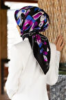 Vissona Tivil İpek Eşarp 50548 -2 - 0001 - 0032 Siyah Soyut Desen