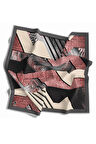 Twill Dalgalı Geometrik Desenli Pudra Renkli 90x90 Eşarp (İpek İçermez) Kenar Dikiş Şekli El Dikişli
