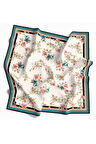 Rayon Çiçek Desenli Petrol Yeşili Renkli 90x90 Eşarp (İpek İçermez) Dikim Şekli : El Dikişi