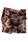 Twill Şal Desenli Bordo Renkli 90x90 Eşarp (İpek İçermez) Kenar Dikiş Şekli El Dikişli