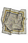 Twill Kazayağı Desenli Hardal Renkli 90x90 Eşarp (İpek İçermez) Kenar Dikiş Şekli El Dikişli