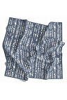 Twill Batik Şal Desenli İndigo Renkli 90x90 Eşarp (İpek İçermez) Kenar Dikiş Şekli El Dikişli
