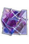 Kristal Ekose Desenli Mor Renkli 90x90 Eşarp (İpek İçermez) Kenar Dikiş Şekli El Dikişli