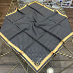 Minik Motif Desenli %100 Twill İpek Eşarp - 60960