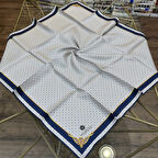 Minik Motif Desenli %100 Twill İpek Eşarp - 60960