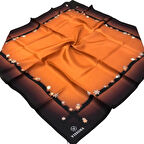 Vissona Tivil Turuncu Çiçek Çerçeve Desenli İpek Eşarp 50318-0014-0001