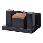 Kare 4'lü Tuzluk-Baharatlık Takımı Siyah