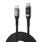 Juo 60W Dijital Led Ekranlı Örgülü USB Type-C to Type-C Hızlı Şarj ve Data Kablosu 1 Metre