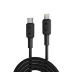 Juo 27W USB Type-C to Lightning iPhone iPad Silikon Hızlı Şarj ve Data Kablosu Siyah 2 Metre