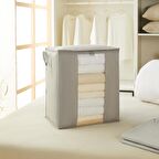 Pvc Pencereli Gri Renk Kapitone Hurç 45 x 30 x 50 cm