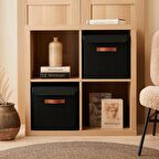 2'li Siyah Renk Jüt Kapaklı Kutu Set 30 x 30 x 30 cm