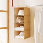 4 Katlı Jüt Dolap İçi Düzenleyici 30 x 30 x 80 cm