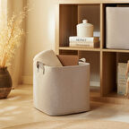 Ocean Home Textile Bej Renk Dokulu Kumaş Sepet 30 x 30 x 30 cm