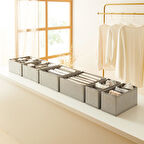 Ocean Home Textile 6'lı Bölmeli Gri Balıksırtı Çekmece İçi Düzenleyici Kutu Set