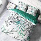 Monohome Turkuaz Tüy 3D Temalı Pamuk Saten Çift Kişilik Nevresim Takımı