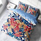 Monohome Geo Flowers Geometrik Pamuk Saten Çift Kişilik Nevresim Takımı