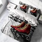 Monohome Skate 3D Temalı Pamuk Saten Çift Kişilik Nevresim Takımı