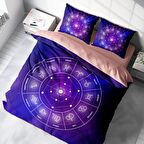 Monohome Astroloji 3D Temalı Pamuk Saten Çift Kişilik Nevresim Takımı