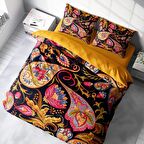 Monohome Indian Çiçekli Pamuk Saten Çift Kişilik Nevresim Takımı