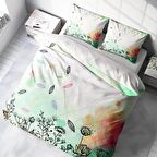 Monohome Leaves Yapraklı Pamuk Saten Çift Kişilik Nevresim Takımı