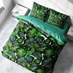 Monohome Green Forest Yapraklı Pamuk Saten Çift Kişilik Nevresim Takımı