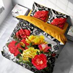 Monohome Rose1006 Çiçekli Pamuk Saten Çift Kişilik Nevresim Takımı