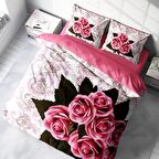 Monohome Rose1008 Çiçekli Pamuk Saten Çift Kişilik Nevresim Takımı