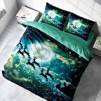 Monohome Ny Deer Yılbaşı Temalı Pamuk Saten Çift Kişilik Nevresim Takımı