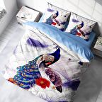 Monohome Peafowl Hayvan Figürlü Pamuk Saten Çift Kişilik Nevresim Takımı