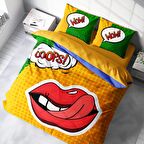 Monohome Ooops Lips 3D Temalı Pamuk Saten Çift Kişilik Nevresim Takımı