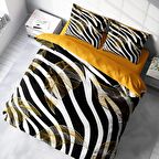 Monohome Zebra Feather 3D Temalı Pamuk Saten Çift Kişilik Nevresim Takımı