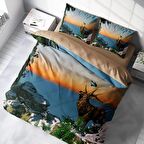 Monohome Deer Hayvan Figürlü Pamuk Saten Çift Kişilik Nevresim Takımı