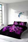 Nevresim Takımı %100 Doğal Pamuk Çift Kişilik 3d Digital Purple Diamonds