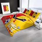 Monohome Red And Yellow Futbol Temalı Pamuk Saten Çift Kişilik Nevresim Takımı