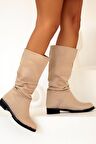 Pembe Potin Rahat Kalıp Körüklü Kadın Bot A112-20Süet
