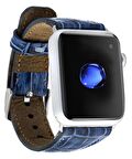 Bouletta Apple Watch Uyumlu Deri Kordon 42-44-45mm Croco Yk07 Mavi