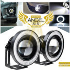 Mercekli Angel Led Halkalı Sis Far Su Geçirmez ANGELBEYAZ 76 MM