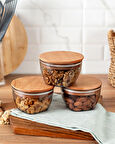 Madame Coco Florian 380ml Ahşap Kapaklı Saklama Kabı 3'lü