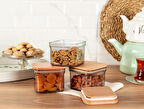 Madame Coco Kaviera 500ml Ahşap Kapaklı Saklama Kabı 3'lü