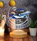 Airbus A380 Yolcu Uçağı Renkli Baskılı Kişiye Özel 3D Led Lamba, Uçak - Pilot Hediyesi 