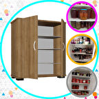 Modilayn BULUT Ayakkabı Dolabı, Kapı Önü Ayakkabılık Raflı Dolap, Meşe