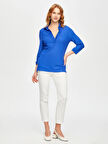 Triko Garnili Polo Yaka Örme Bluz 69148