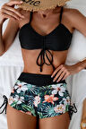 Angelsin Büzgü Ayarlı Baskılı Bikini Takımı